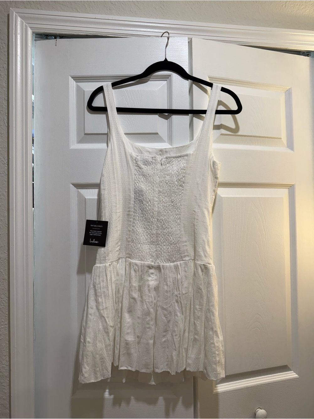 Lulu's White Square-Neck Button-Front Mini Dress - Picture 4 of 4